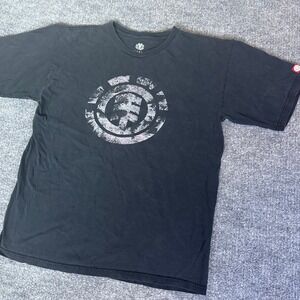 Y2K Element Skate Graphic T Shirt Men's Classic Logo Black Palm Tree Logo Tee LG